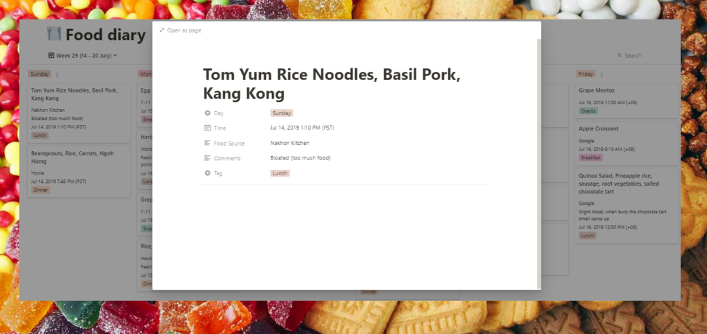 Best Notion Food Diary Template for 2021 Notion App Tutorial